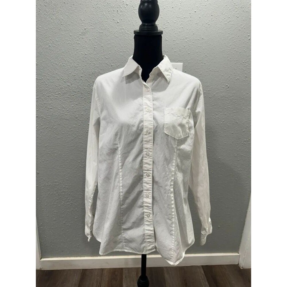 Cinch Womens XL 100% Cotton White Long Sleeve Collared Button Up Shirt